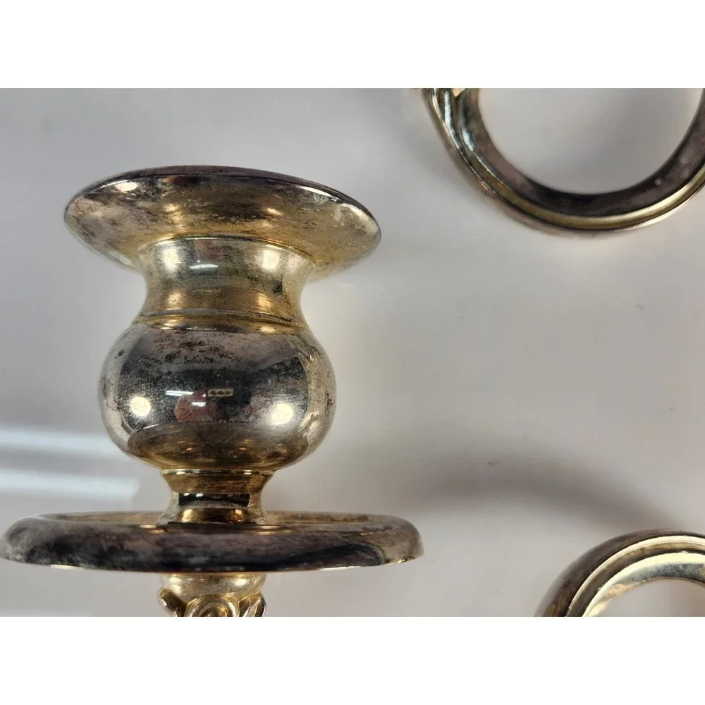 Lot of 2 Vintage Silver Plated Candelabra Replacement Arms 1-Candle Cup